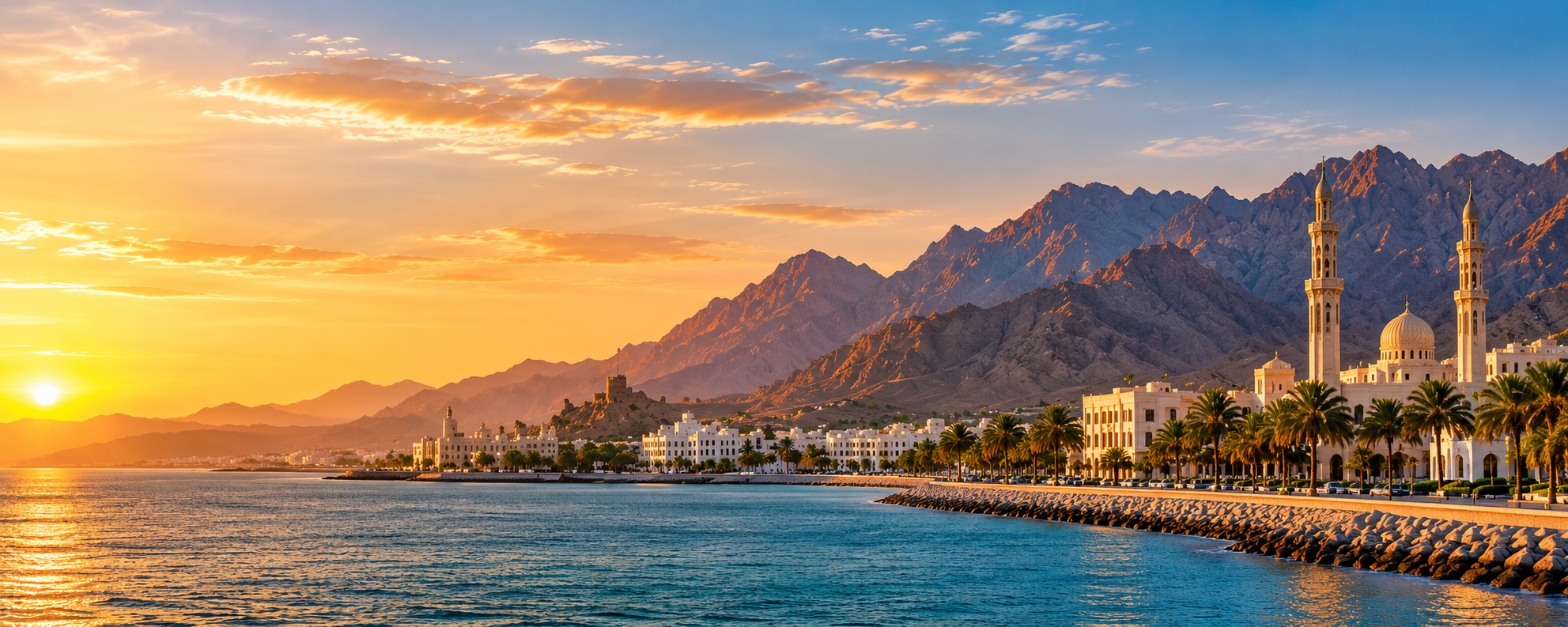 Sultanate of Oman Muscat mountain coast backdrop